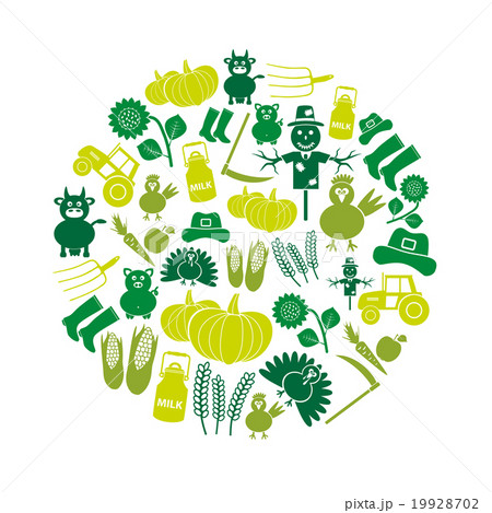 farm color simple icons set vector in circle eps10 19928702