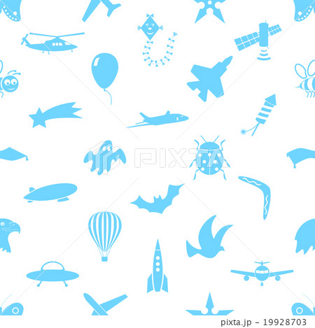 flying theme symbols and icons seamless pattern 19928703