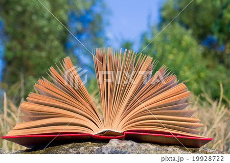 Opened hardback book diary, fanned pages on Opened hardback book diary, fanned pages on 19928722