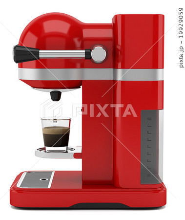 red coffee machine isolated on white background 19929059