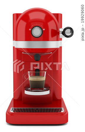red coffee machine isolated on white background 19929060
