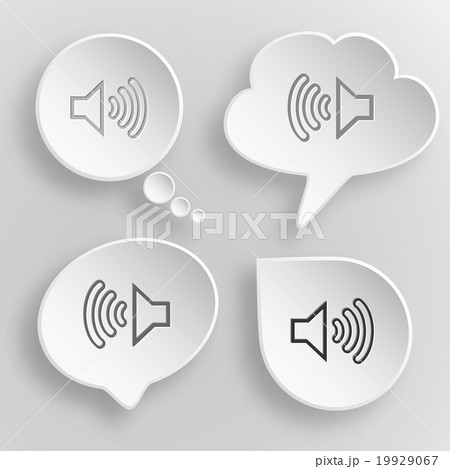 Loudspeaker. White flat vector buttons on gray  19929067