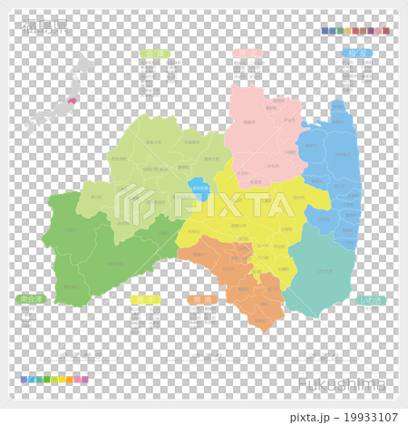 福島県の地図のイラスト素材