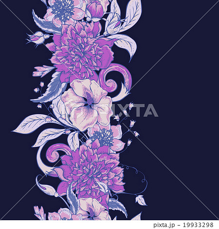 Vintage botanical seamless border with blooming 19933298