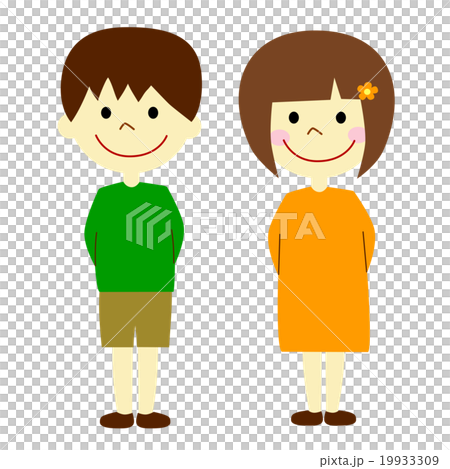 男の子と女の子 立ち姿のイラスト素材