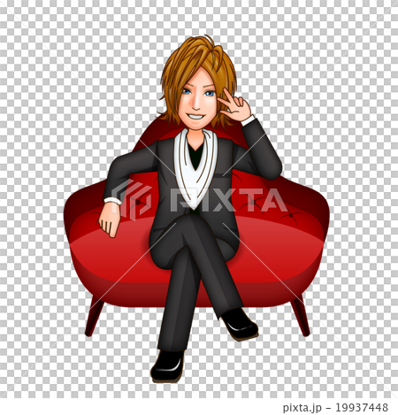 ホストクラブ ホスト 座りのイラスト素材