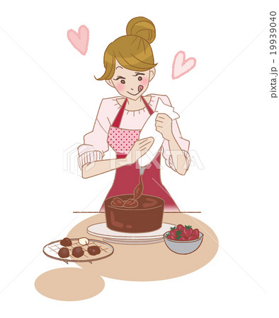 バレンタインクッキング チョコレートケーキ のイラスト素材