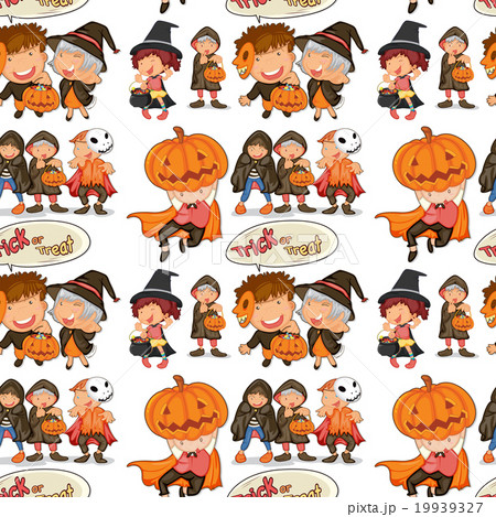 Seamless halloween theme with children in costume 19939327