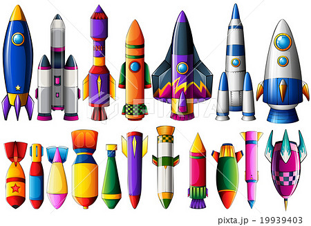 Different Kind Of Rocket Ships And Bombsのイラスト素材