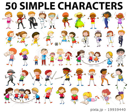 Characters of man and woman doing things 19939440