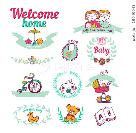 Newborn Welcome Home Icon Set のイラスト素材