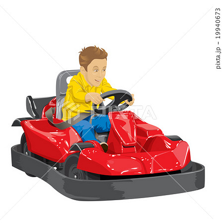 Boy driving go kart 19940673