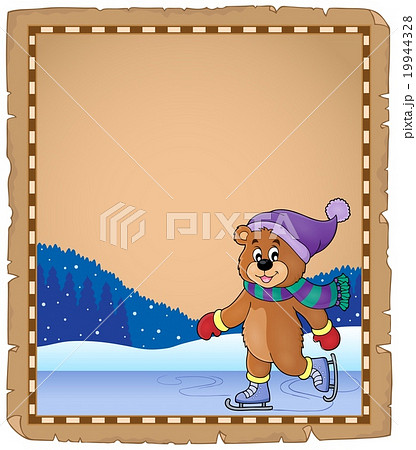 Parchment with ice skating bear 19944328