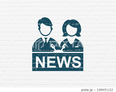 News concept: Anchorman on wall background 19945132