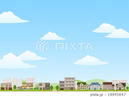 町並み　街並み　住宅街　空背景 19945647