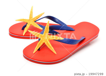Red flip flops with starfishes Red flip flops with starfishes 19947299