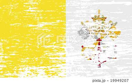 Flag of Vatican with old texture. Vector 19949207