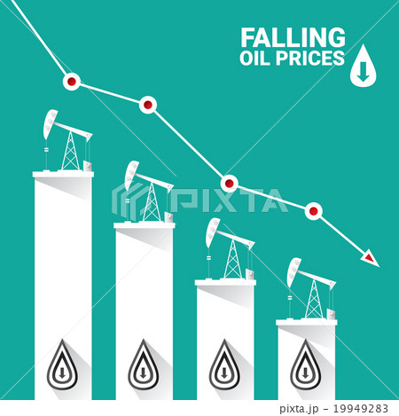 Oil price falling down graph illustration. vector  19949283