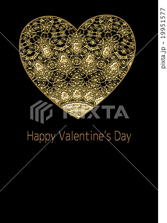 ハートハートの背景素材 バレンタインデー 金 黒背景のイラスト素材