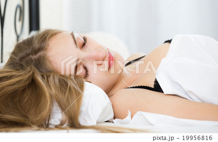 Portrait of girl sleeping in bed. Portrait of girl sleeping in bed. 19956816