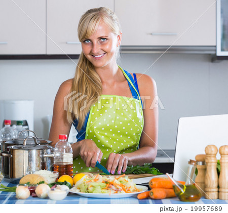 woman blogging about culinary from home notebook woman blogging about culinary from home notebook 19957689