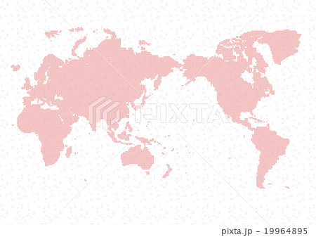 桜の花びらが舞うハート模様で描かれた世界地図のイラスト 桜の花びらが舞うハート模様で描かれた世界地図のイラスト 19964895
