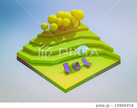 isometric green bicycle on green grass 19966958