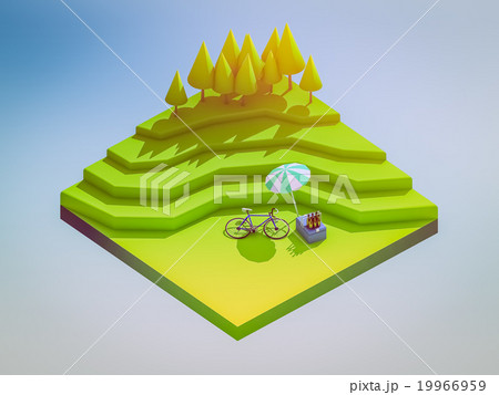 isometric green bicycle on green grass 19966959