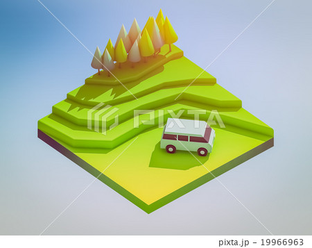 isometric green bicycle on green grass 19966963