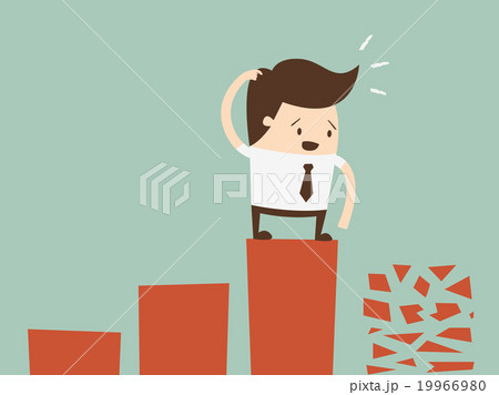 frightened man in a chart going down. 19966980