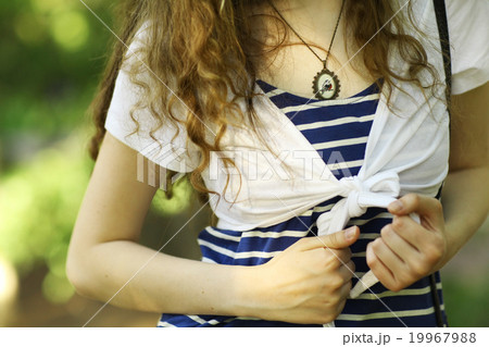 torso girl in a striped T-shirt torso girl in a striped T-shirt 19967988