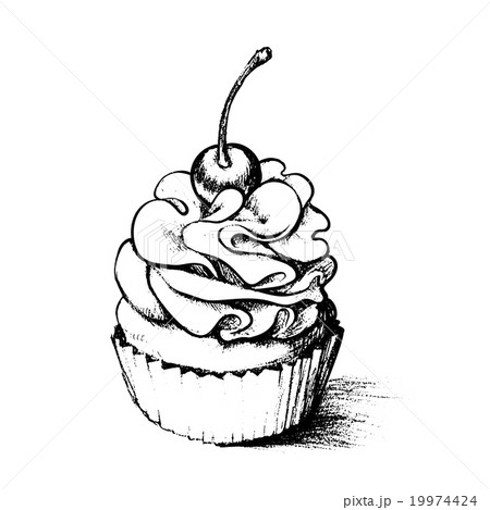 Hand drawn cupcake  for coloring book 19974424