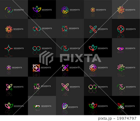 Set of linear abstract logos. Swirl, circle 19974797