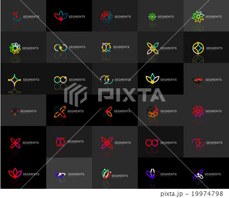 Set of linear abstract logos. Swirl, circle 19974798