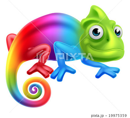 Cartoon Rainbow Chameleonのイラスト素材