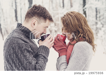 Happy couple drinking tea Happy couple drinking tea 19975936
