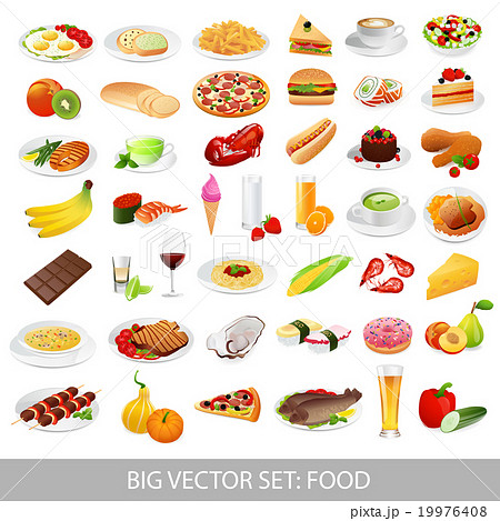 Big vector set: food. Icons various delicious dish 19976408