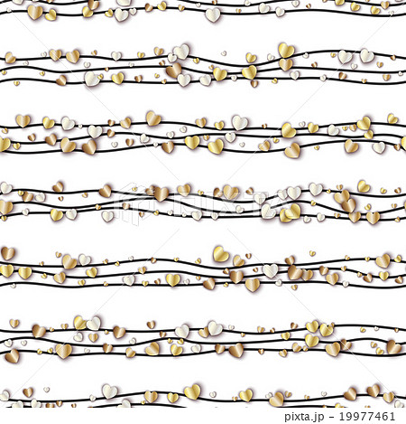 Seamless pattern of random gold hearts  19977461
