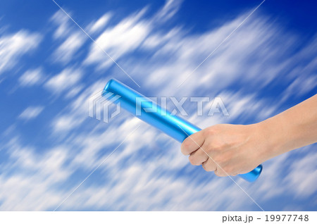 Thai man hand holding blue relay with motion Thai man hand holding blue relay with motion 19977748