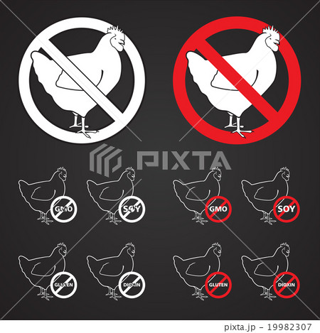 Set of Chicken sign NO 2 - red, black & white 19982307