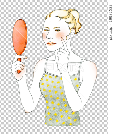 Woman watching a mirror brown hair puzzle Woman watching a mirror brown hair puzzle 19982582