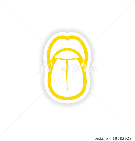 paper sticker on white background mouth and tongue 19982928