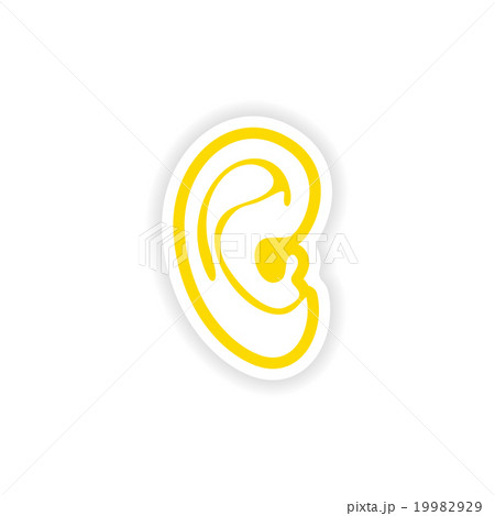 paper sticker on white background human ear 19982929