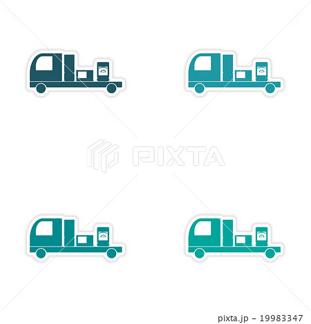 assembly realistic sticker design on paper Truck 19983347