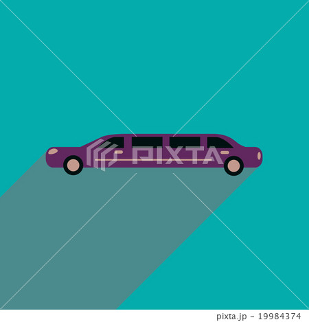 Flat web icon with long shadow limousine 19984374