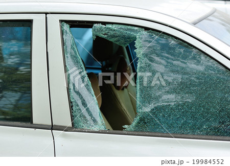 car window smashed by a thief car window smashed by a thief 19984552