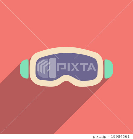 Flat web icon with long shadow ski goggles 19984561