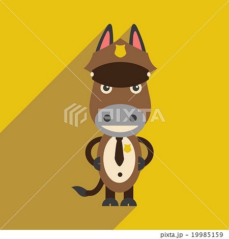 flat icon with long shadow cartoon donkey 19985159