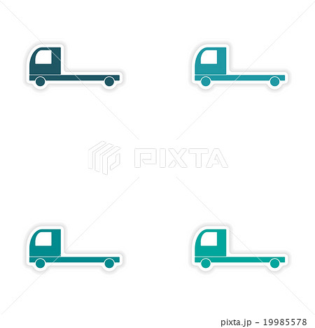 assembly realistic sticker design on paper trucks 19985578