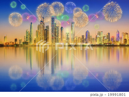 Beautiful fireworks in Dubai marina. UAE 19991801